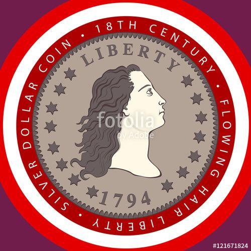 Red Flowing Hair Logo - The Famous 1794 Hair Liberty Silver Dollar Coin