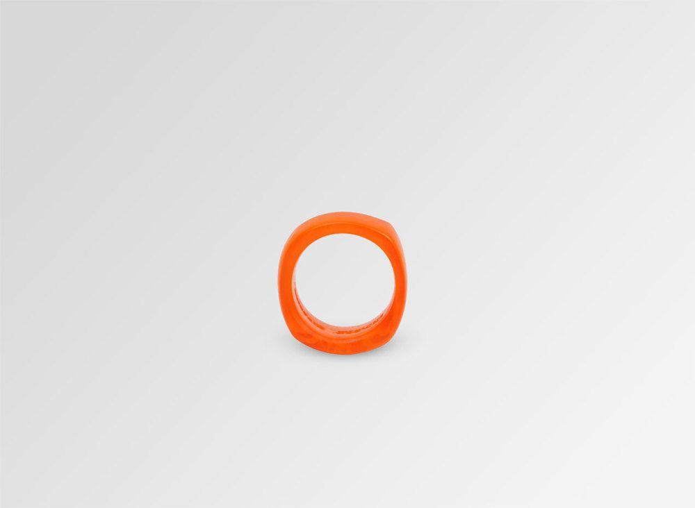 Orange Cube Swirl Logo - Resin Cube Ring - Orange Swirl T - Dinosaur Designs Australia