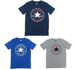 Grey and Navy Blue Logo - Converse Boys T Shirt All Star Big Logo Grey, Light Blue Or Navy