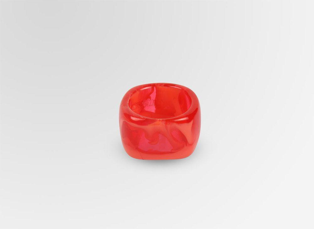 Orange Cube Swirl Logo - Resin Cube Ring - Polished Flamingo Swirl Size U - Dinosaur Designs ...