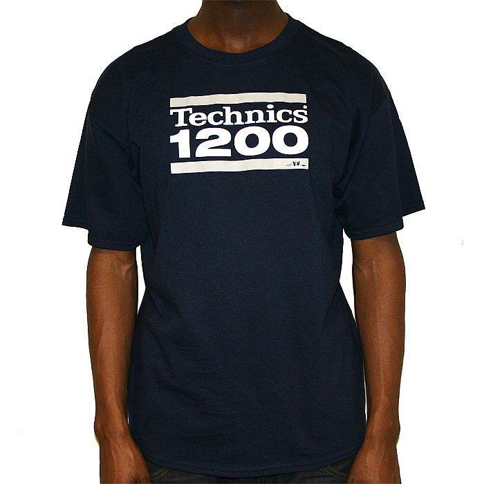 Grey and Navy Blue Logo - TECHNICS Technics 1200 T shirt navy blue with grey & white logo