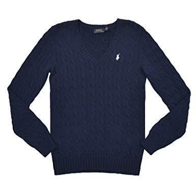 Grey and Navy Blue Logo - Ralph Lauren New Genuine Womens Cable Knit Jumper Sweater