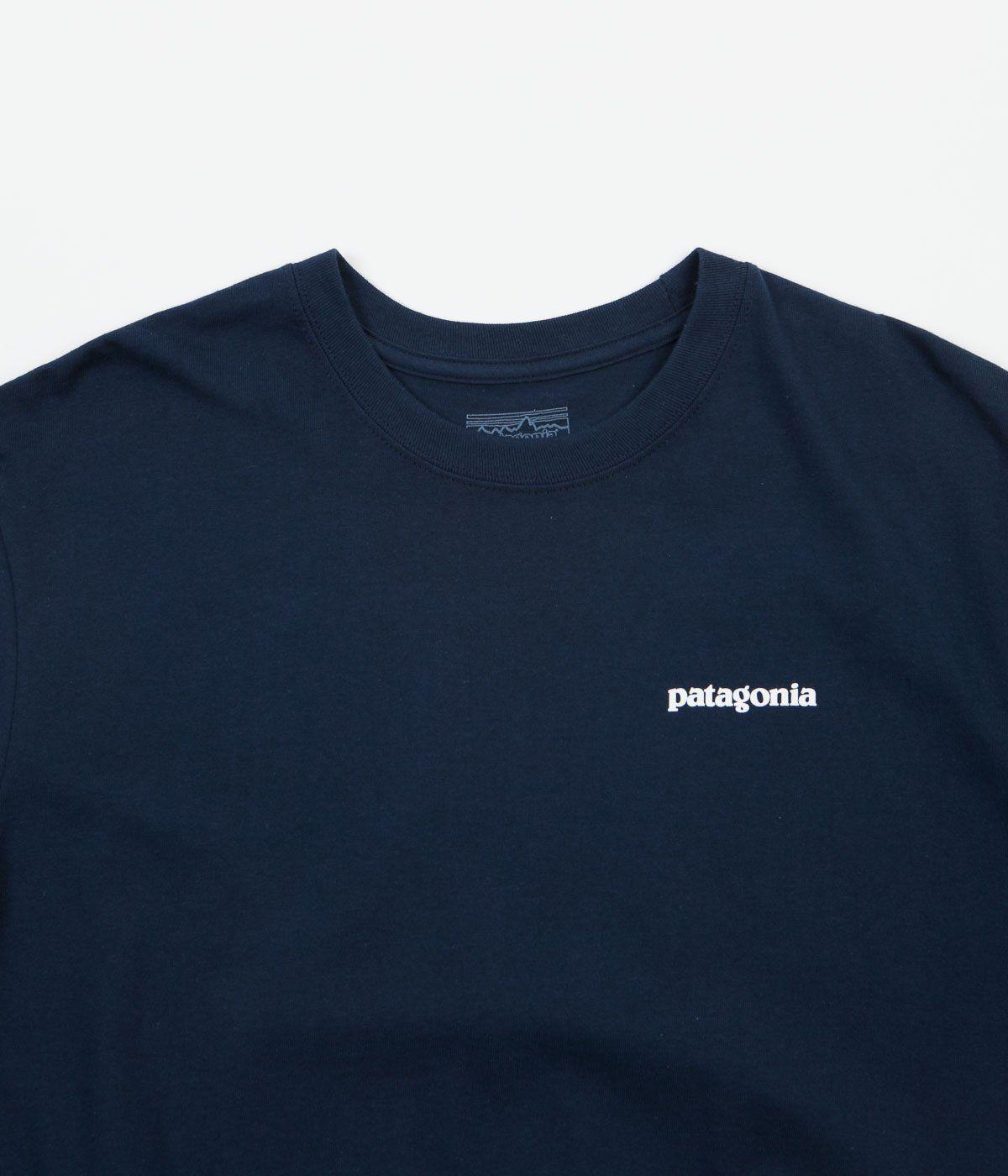 Grey and Navy Blue Logo - Patagonia P 6 Logo T Shirt Blue. Always In Colour