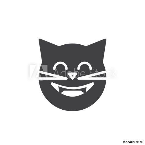 Cat Emoji Logo - Laughing cat face emoticon vector icon. filled flat sign for mobile