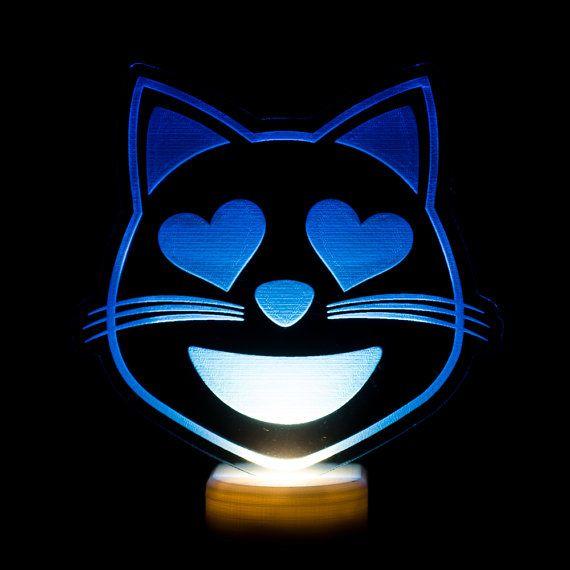 Cat Emoji Logo - Cat Heart Eyes Emoji Night Light Cat Face with Heart