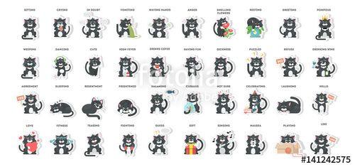 Cat Emoji Logo - Cat emoji set on white background. Joy and sick, sad and more