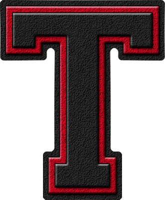 Black and Red T Logo - Presentation Alphabets: Black & Cardinal Red Varsity Letter T