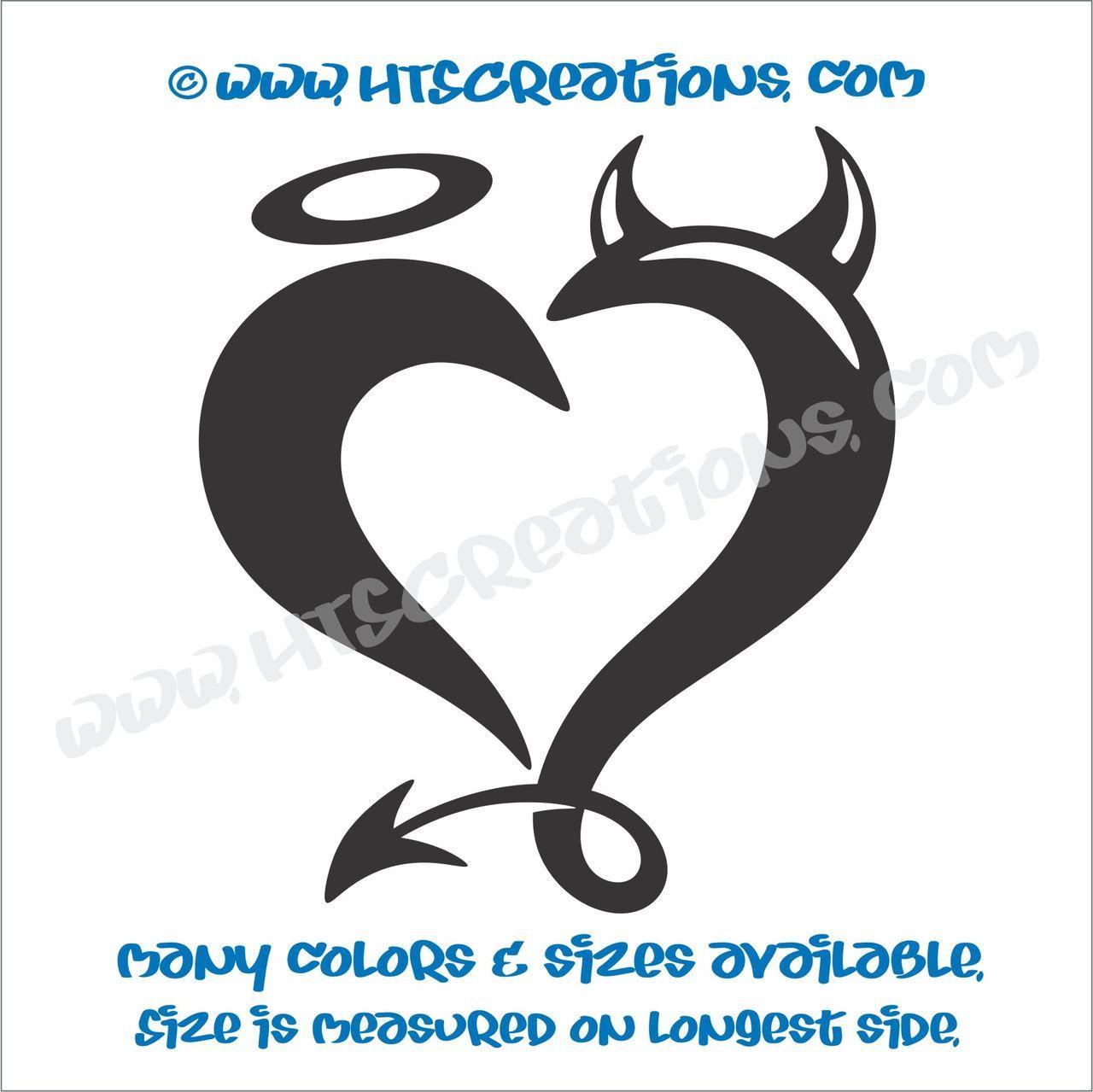 Q with Horns Logo - Devil Horns Angel Halo Heart Romance Friendship Love Car Truck