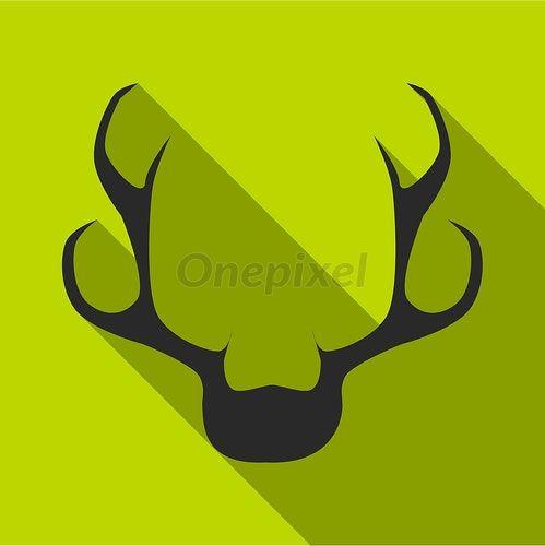 Q with Horns Logo - Deer horns icon, flat style