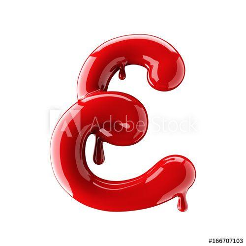 Red Letter E Logo - Leaky red alphabet isolated on white background. Handwritten cursive ...