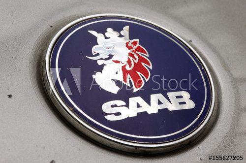Swedish Car Logo - The weathered logo of Swedish car manufacturer Saab is pictured