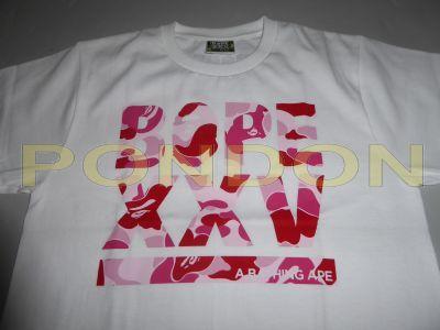 BAPE Pink Camo Logo - A BATHING APE : Bape Xxv Cities Camo Logo White Pink Tee [Pondon Store]