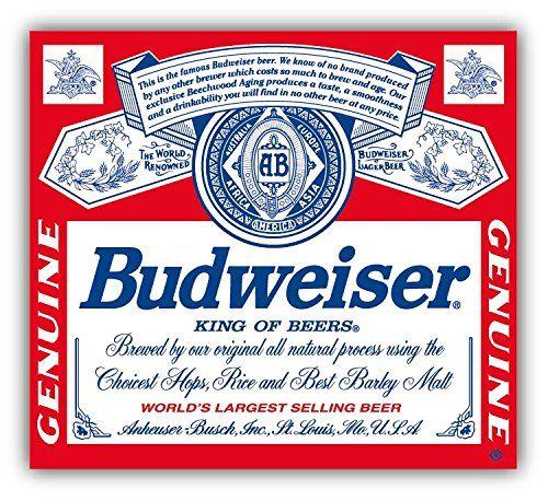Famous Beer Logo - Budweiser Genuine Beer Logo Car Bumper Sticker Decal 13