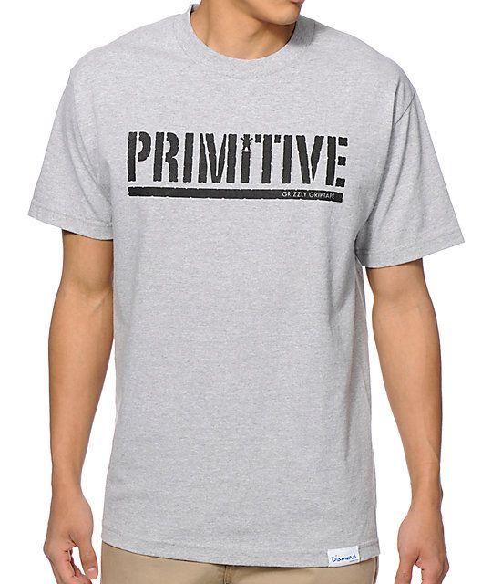 Primitive Grizzly Diamond Logo - Primitive X Grizzly X Diamond Supply Co Gripped T Shirt