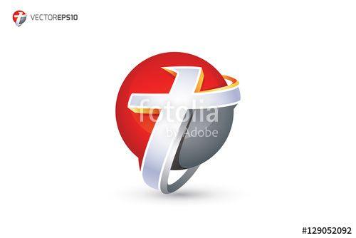 Red Letter T Logo - Abstract Letter T Logo Sphere Logo Stock image and royalty