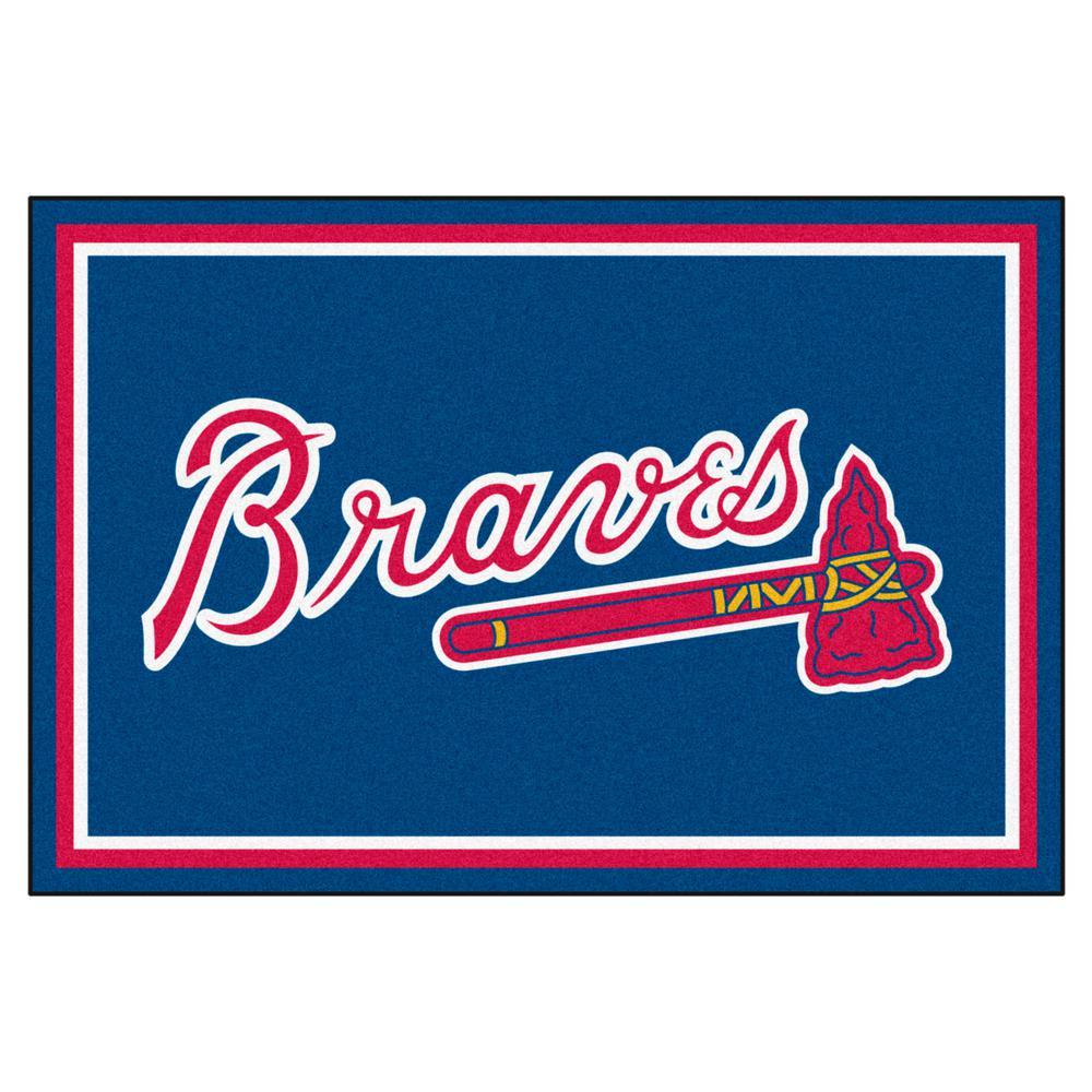 Blue Atlanta Braves Logo - FANMATS Atlanta Braves 5 Ft. X 8 Ft. Area Rug 7048 Home Depot