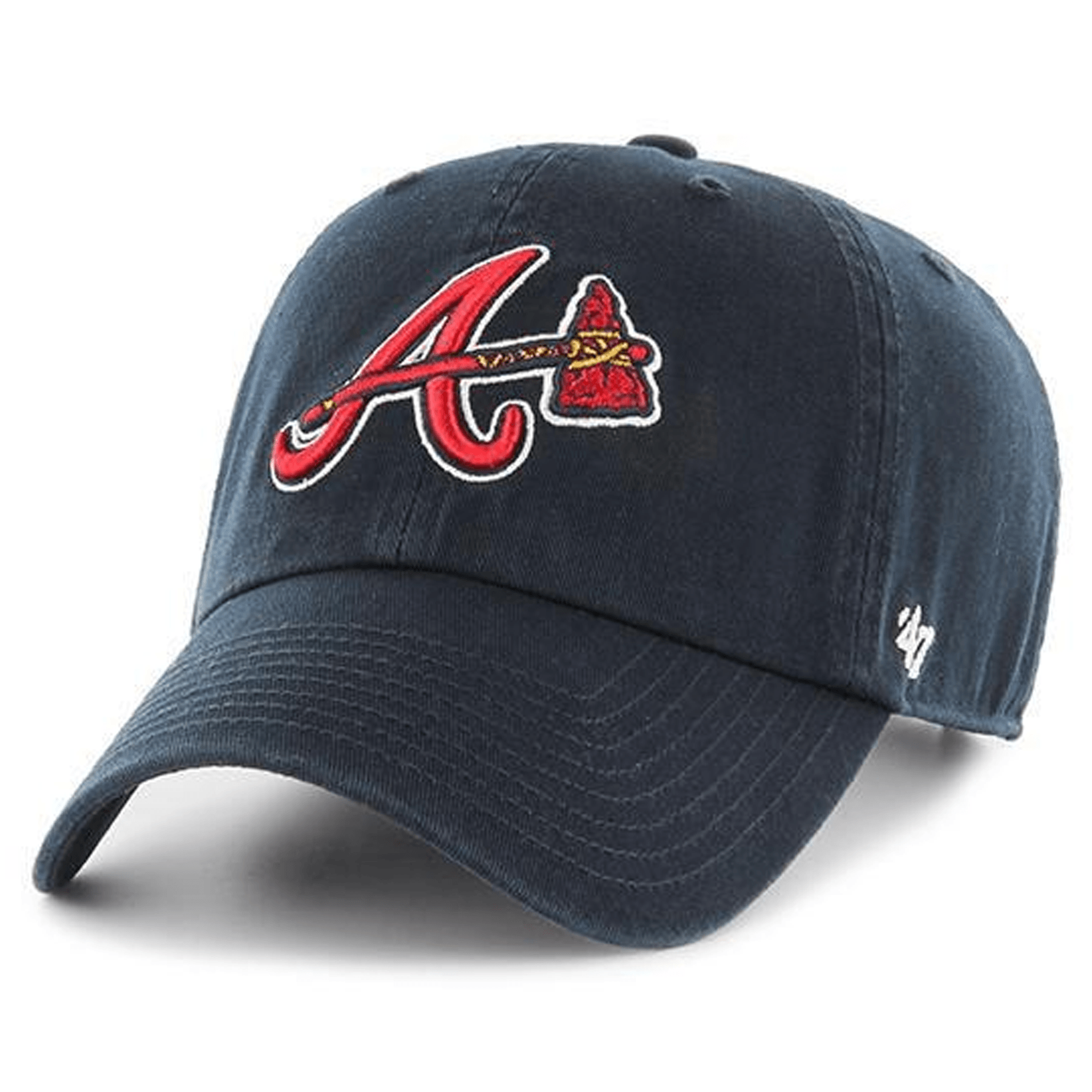 Blue Atlanta Braves Logo - Atlanta Braves Clean Up Navy Blue Dad Hat