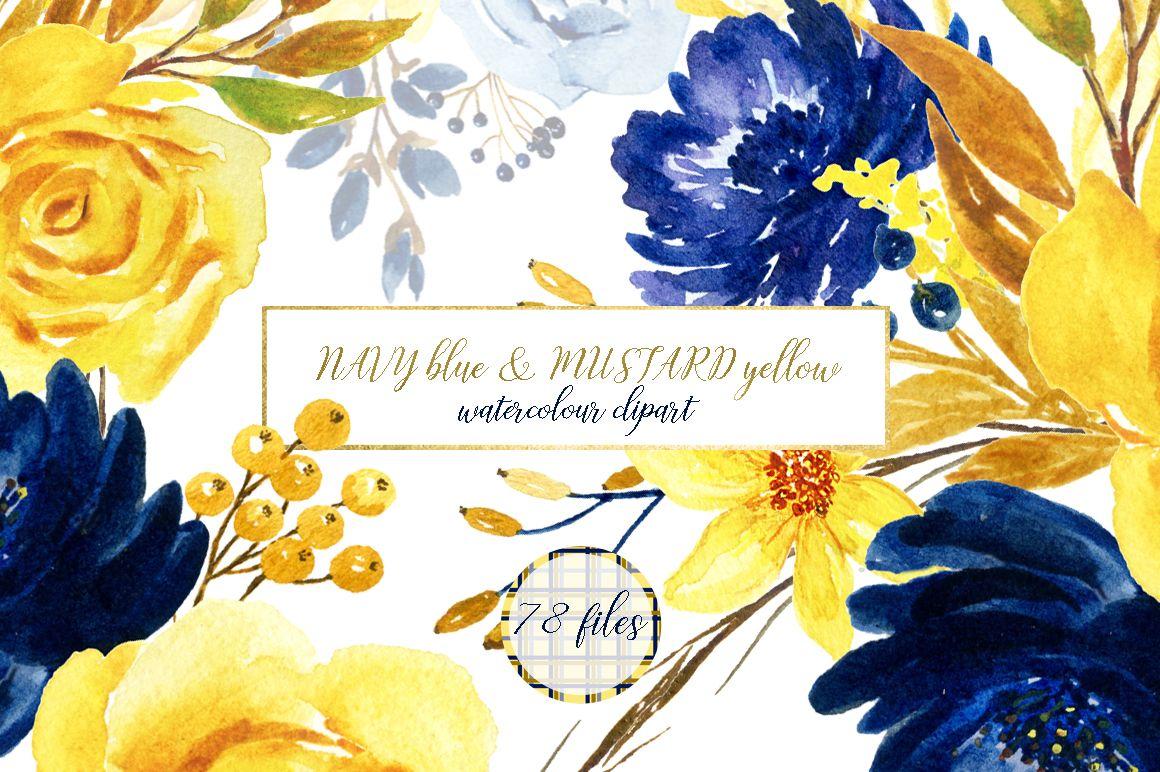 Blue and Yellow Flower Logo - Blue and yellow watercolor flowers