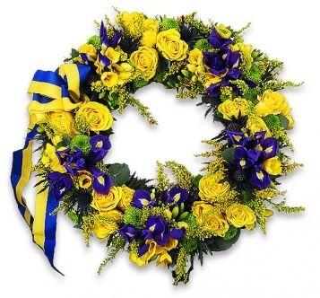 Blue and Yellow Flower Logo - Blue and Yellow Funeral Wreath