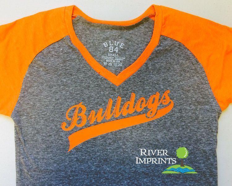 Orange and Black Bulldog Logo - BULLDOGS Fan Raglan Junior size short sleeve T-shirt with logo word ...