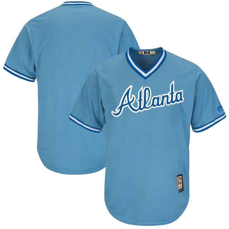 Blue Atlanta Braves Logo - Men's Atlanta Braves Majestic Light Blue Cooperstown Cool Base