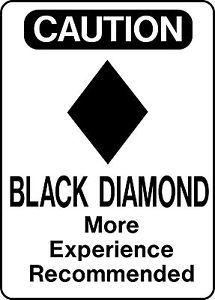 Diamond Run Logo - Ski Snowboard Sign CAUTION BLACK DIAMOND warning run slope aluminum