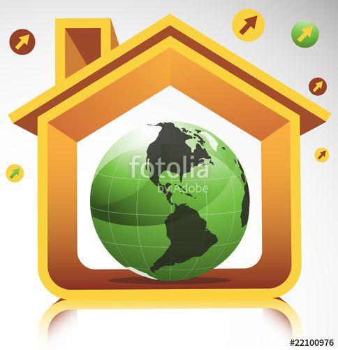 House and Globe Logo - House and globe