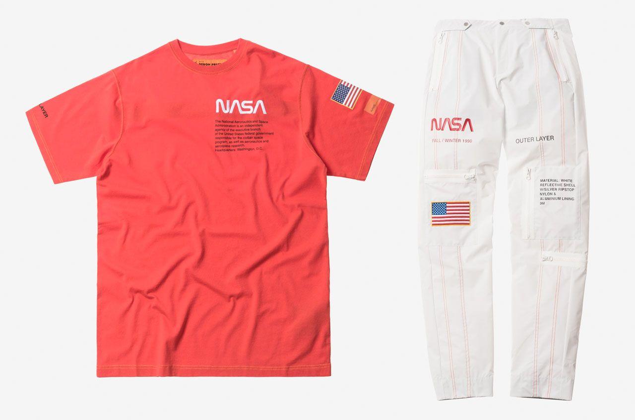 Heron Preston NASA Logo - Designer Heron Preston debuts spacesuit streetwear for NASA 60th ...