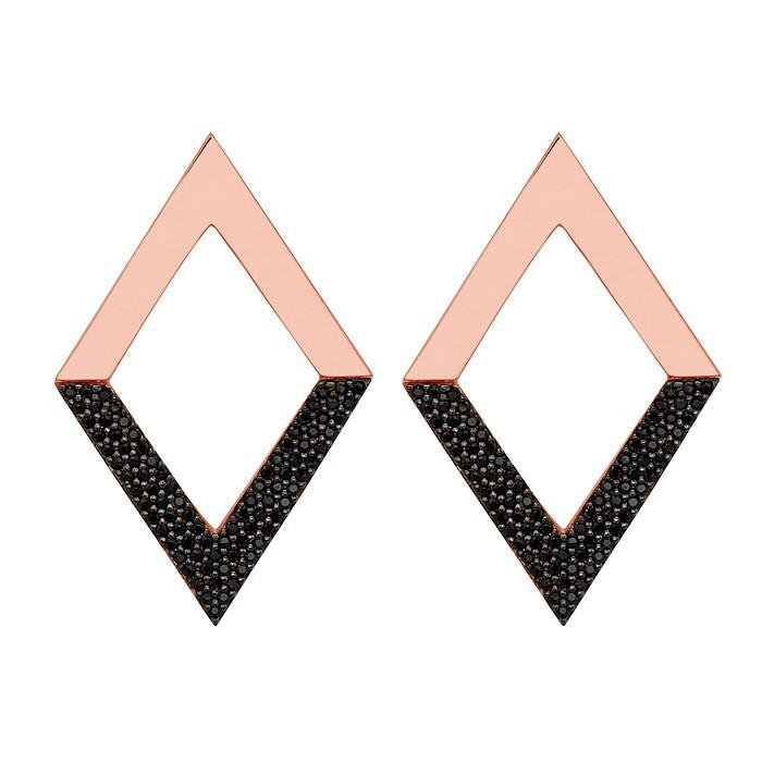 Black Diamond Shape Logo - Womens Designer Diamond Shaped Black Spinel Dipped Earrings – Nickho Rey