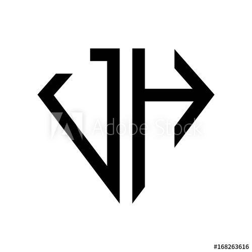 JH Logo - initial letters logo jh black monogram diamond pentagon shape - Buy ...