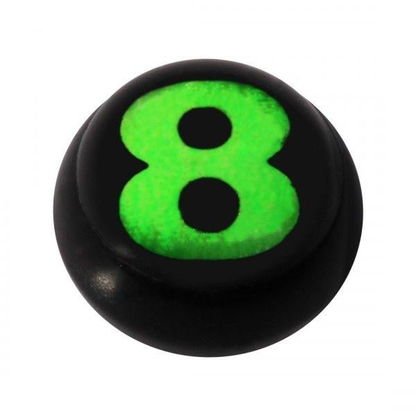 8 Green Ball Logo - Acrylic UV Black Ball For Tongue Navel Piercing With Pool 8 Logo