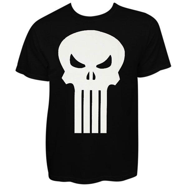 Black and White Punisher Logo - Punisher Plain Jane White Skull Black Graphic T-Shirt | TVMovieDepot.com