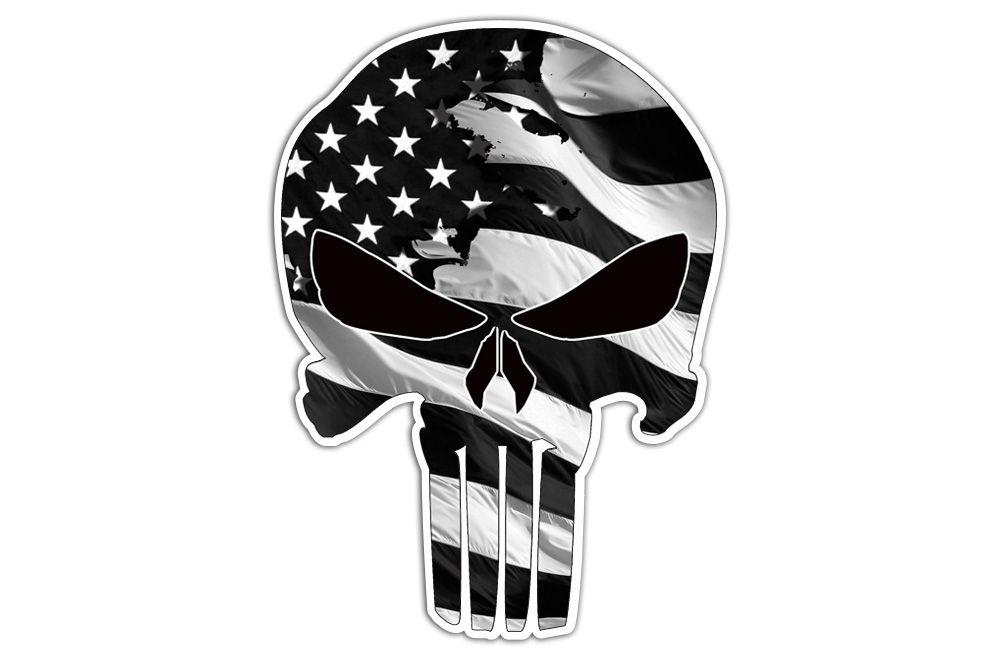 Black and White Punisher Logo - American Flag Punisher Skull Sticker Decal Vinyl Bones Skeleton Art