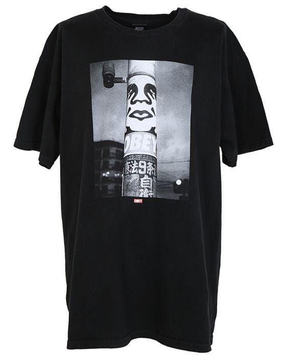 Black L Logo - Obey Black Photo Logo T-Shirt - L Black £30 | Rokit Vintage Clothing