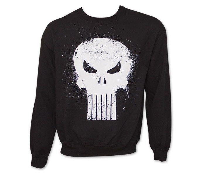 Black and White Punisher Logo - Marvel Comics The Punisher Logo Skull Black Crew Sweatshirt