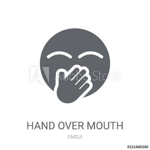 Emoji Hand Logo - Hand Over Mouth emoji icon. Trendy Hand Over Mouth emoji logo