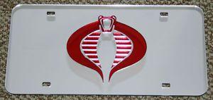 Cobra Commander Logo - COBRA Commander Logo Red & Chrome Laser Cut Mirror License Plate Tag ...