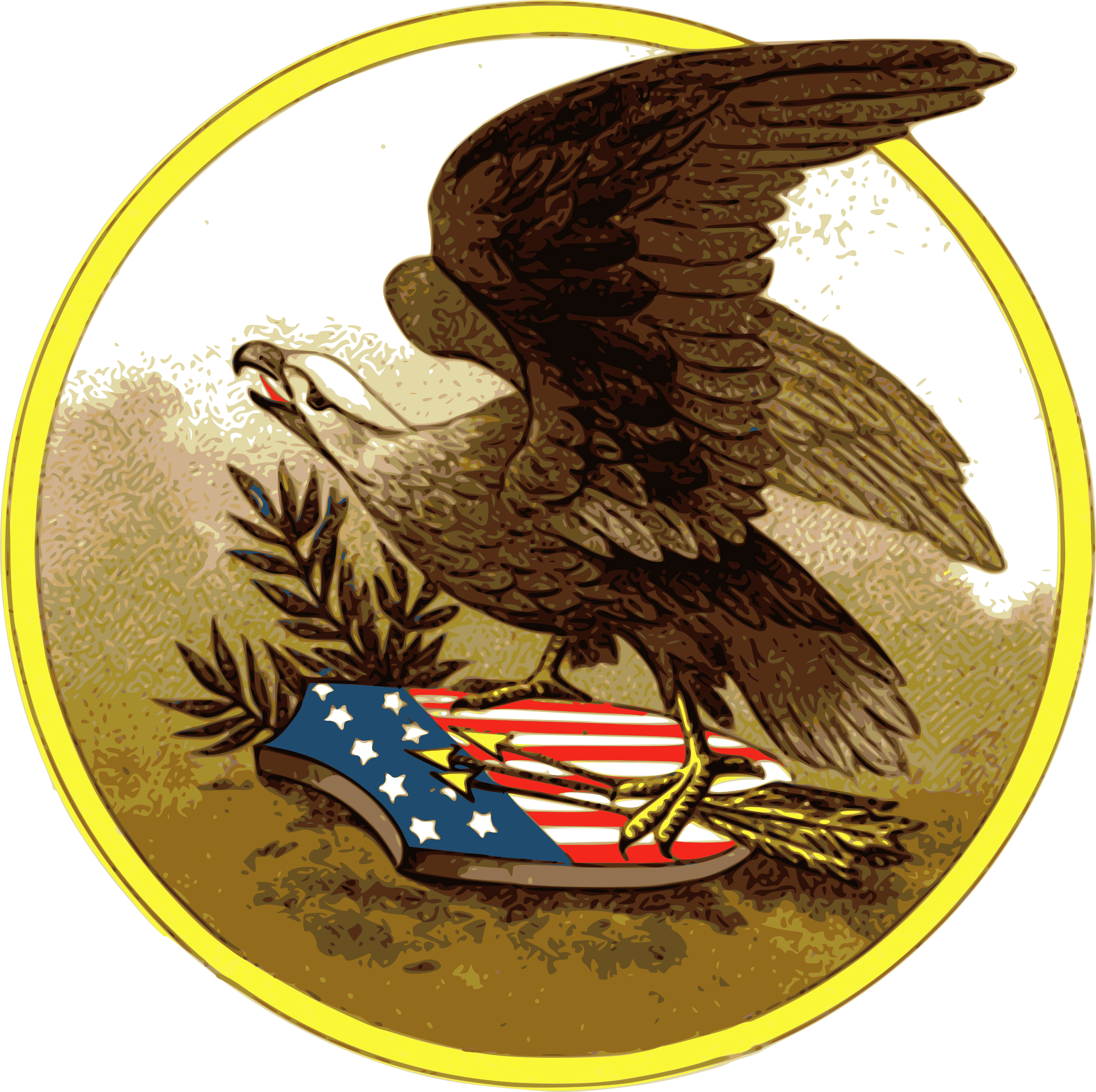Eagle Standing On Shield Logo - Clipart