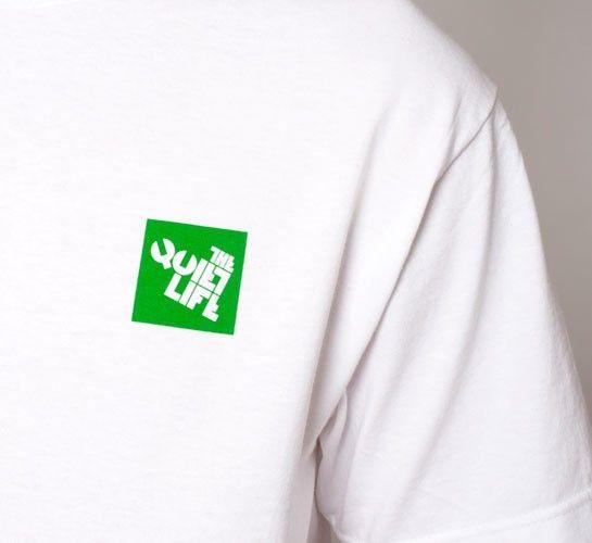 White and Green Block Logo - The Quiet Life QL Block Logo T Shirt (White)