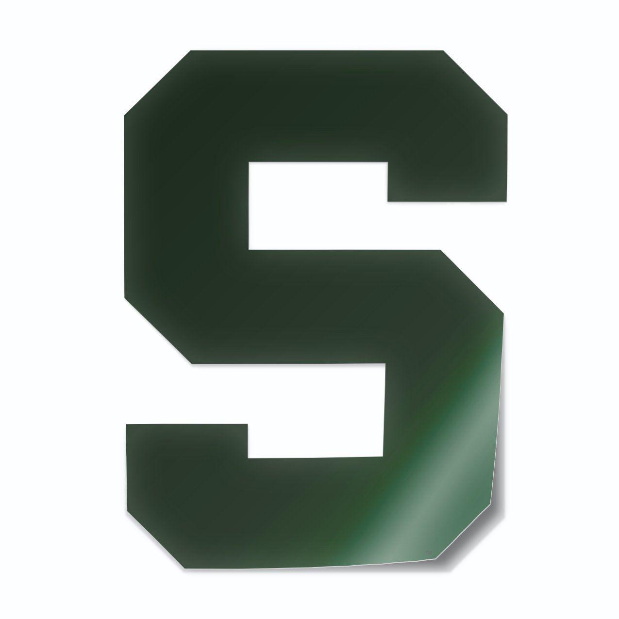White and Green Block Logo - Michigan State MSU Block S Logo Vinyl Decal Sticker
