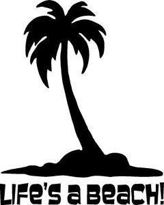 Vans Palm Tree Logo - Life's A Beach Ocean Palm Trees Sand. WHITE. Vinyl Decal