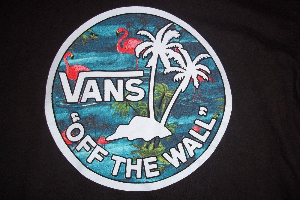 Vans Palm Tree Logo - Vans Off The Wall Flamingo Palm Tree T-Shirt Womens Junior Small