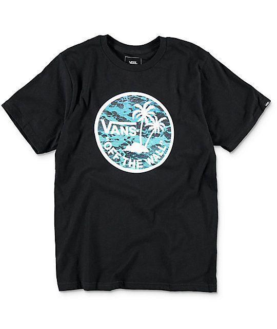 Vans Palm Tree Logo - Vans Dual Palm Logo Fill Boys Black T Shirt