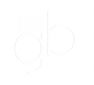 White and Green Block Logo - Green Block Architects