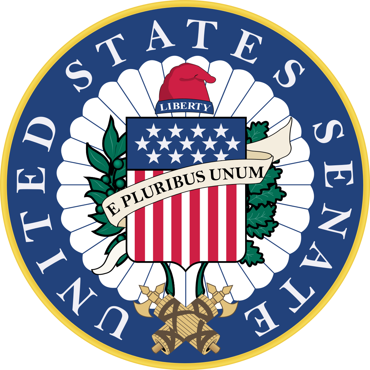 Eagle Standing On Shield Logo - Seal of the United States Senate