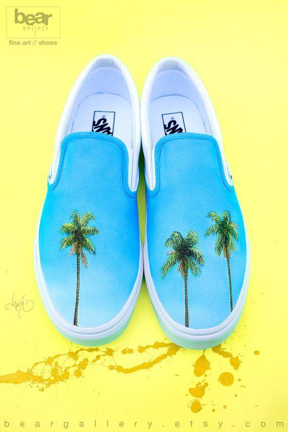 Vans Palm Tree Logo - Custom Painted Palm Tree Vans Shoes Hand Painted Palm Tree | Etsy