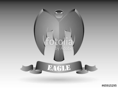 Eagle Standing On Shield Logo - Abstract design of silhouette of standing eagle