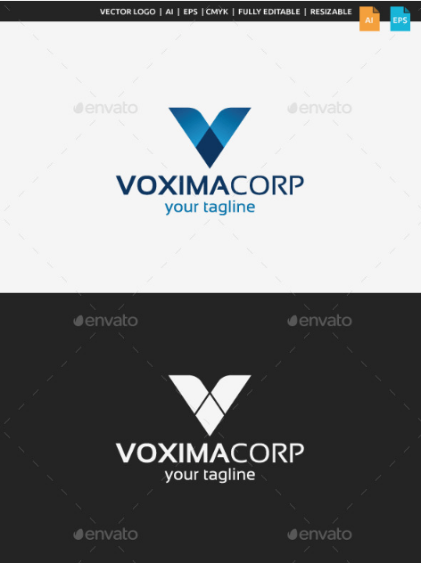 Modern V Logo - This logo can be used by corporations, financial companies, modern