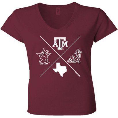 A&M University Logo - New World Graphics Women's Texas A&M University X-Logos V-neck T ...