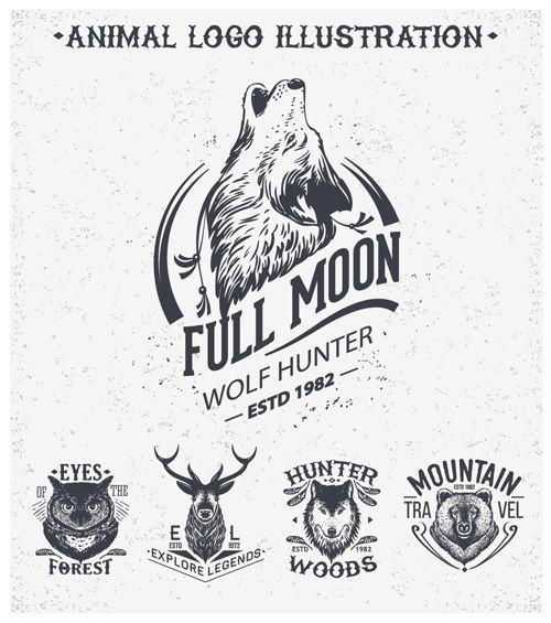 Illustration Logo - Animal logo illustration vintage vector material 01 free download